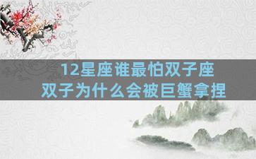 12星座谁最怕双子座 双子为什么会被巨蟹拿捏
